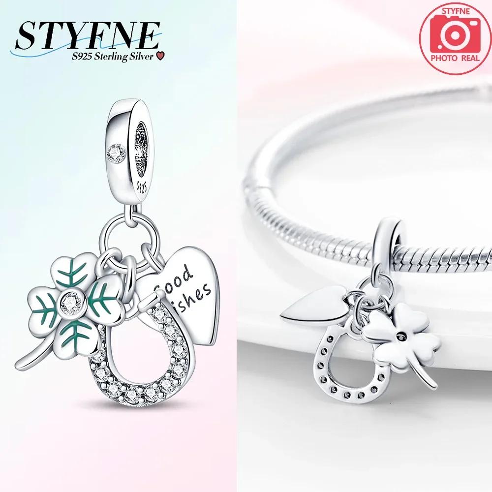 Copper U Shaped Lucky Four Leaf Clover Series Charms Beads Fit Original Bracelet Necklace Fine Diy Women Birthday Jewelry