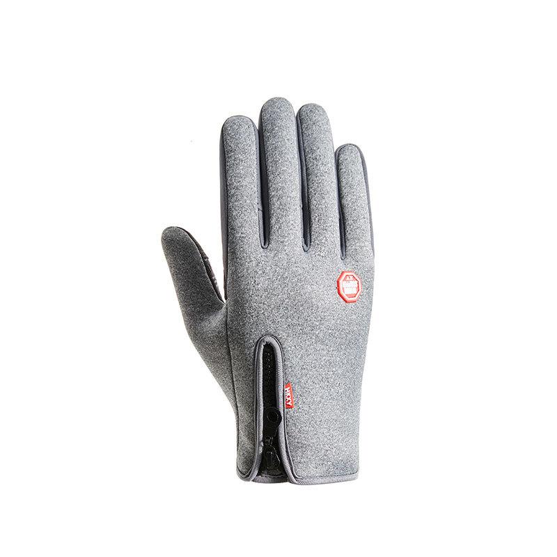 Bicycle gloves full finger touch screen outdoor windproof mens and womens zipper waterproof fleece warm mountaineering ski gloves