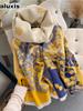 Thick Leaf Scarf for Women, Office Air Conditioning Shawl, Winter Long Length Dual-Use Warm Down Jacket Outerwear