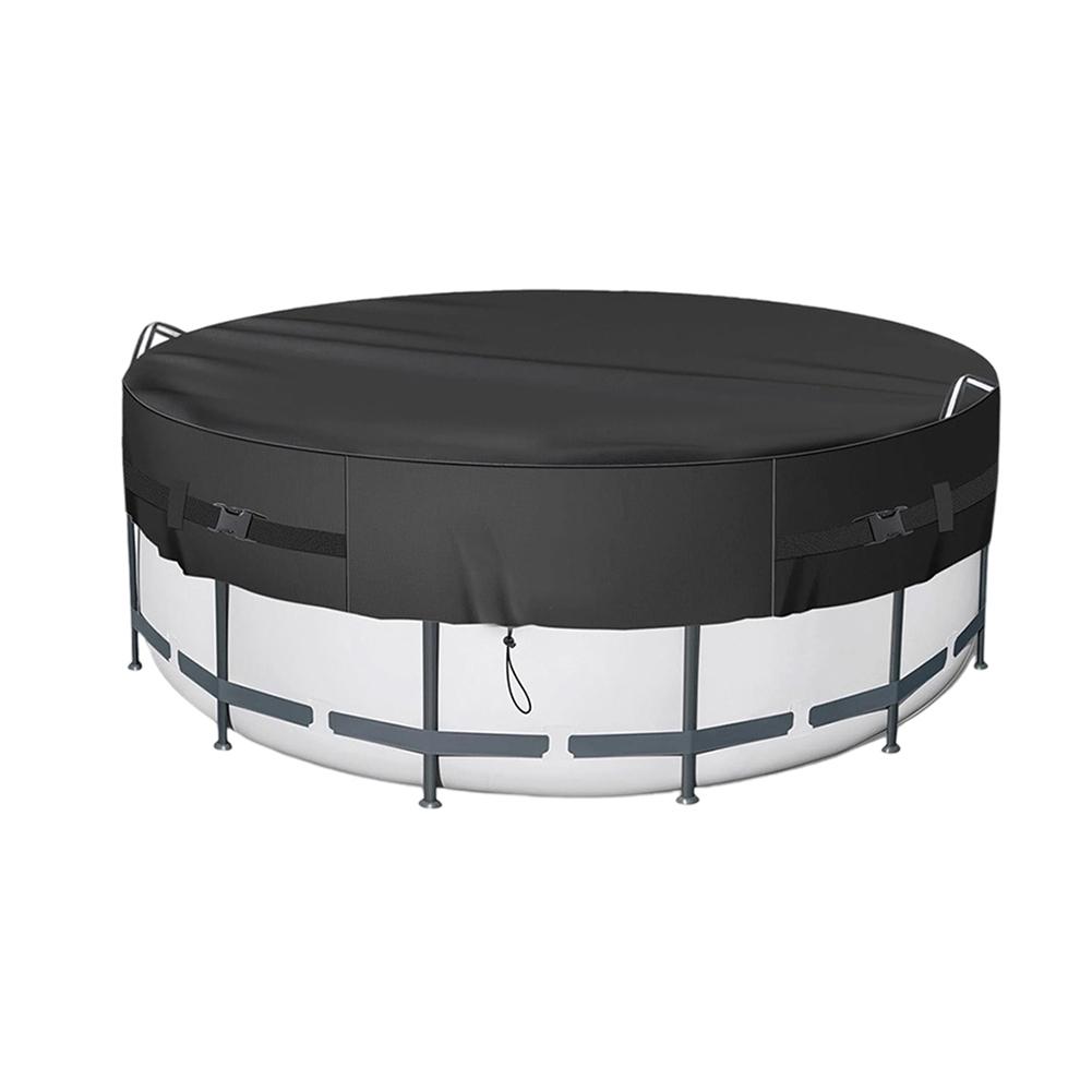 Round Pool Cover for 8/10/12ft Pools 210D Oxford Cloth Shields Against Debris Easy Attachment with Ropes for Stability