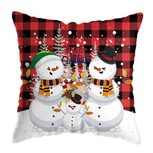 Kissenbezug Weihnachtsmann Kissenbezug Dekoration Niedlicher Cartoon Schneemann Kissenbezug Zuhause Sofa Lendenwirbelstütze Stickerei
