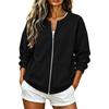 Women's Zip-Up Sweatshirt Casual Loose Fit Stand Collar Long Sleeve Jacket for Everyday Wear