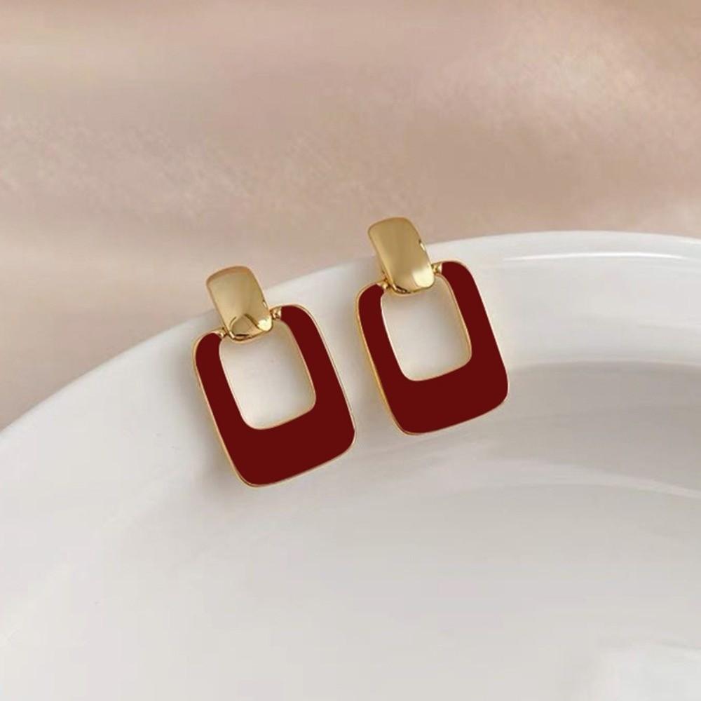 Metal Enamel Drop Glazed Earrings Maillard Contrasting Brown Dangle Earrings Gifts Style A