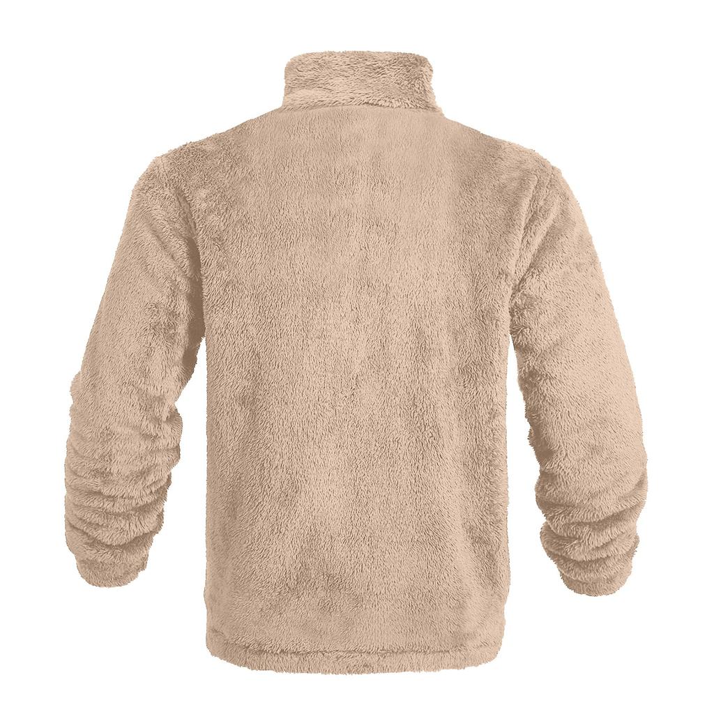 Men's Casual Loose Fleece Stand-up Collar Coat, Zipper Fleece Warm Coat