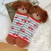 Ladies' Coral Velvet Socks, Middle Tube, Warm Floor Socks, Thickened And Velvet, Dog Sleep Socks