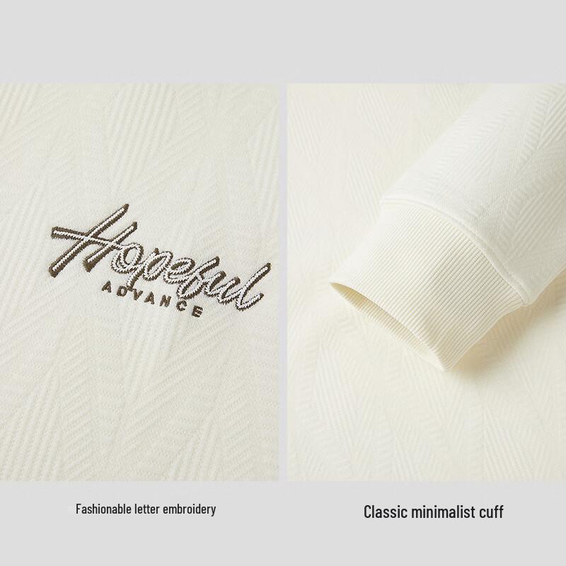 HLA Men's Plus Velvet Thickened Letter Embroidered Crew Neck Sweater