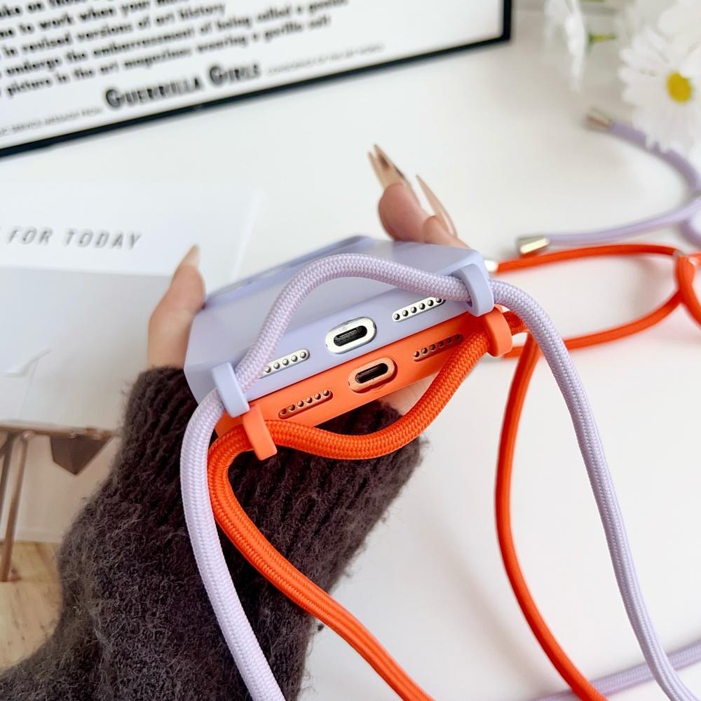 Liquid Silicone Crossbody Necklace Cord Strap Case For iPhone 17 Pro Max 16 15 14 13 12 11 XR XS X Matte Soft Protection Cover
