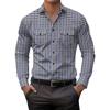 Men's Striped Plaid Casual Loose Button Lapel Long Sleeve Jacket
