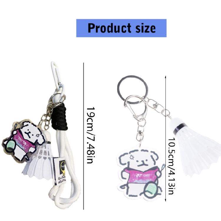 Badminton Pendant Acrylic Key Rings Decoration Bag Cartoon Dog Badminton Key Chain Small Keychain Hanging Pendants