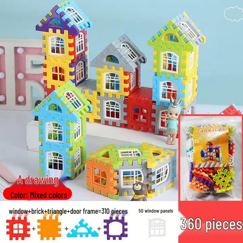 Grand Ensemble de Blocs de Construction Emboîtables pour Enfants de 3 à 6 Ans - Jouet Éducatif en Plastique pour l'Assemblage de Maison