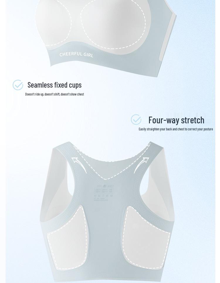 Seamless Sports Bra for Teen Girls - Shockproof, Fixed Cup, Ages 12+ for Middle and High School Students