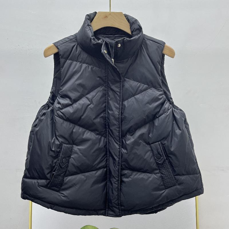 Autumn and winter new down vest women's loose stand-up collar versatile white duck down vest outer vest solid color