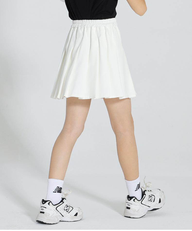 Dívčí preppy bílá plisovaná tenisová sukně - korejský styl, letní sportovní oblečení pro větší děti