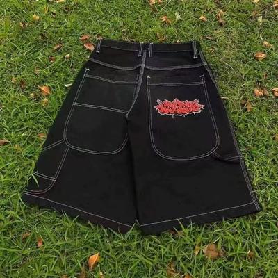 Korean Woman Shorts Vintage Baggy Jeans Streetwear Jorts Harajuku Gothic Oversized Denim Pants Embroidery Summer