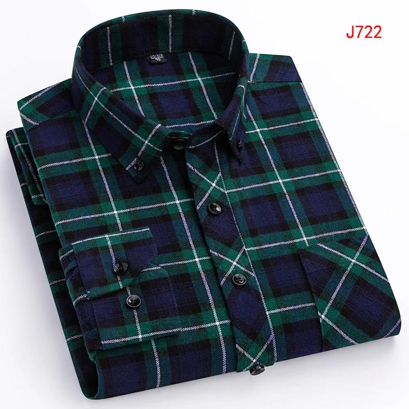 New Autumn Winter Fashion Men Casual Flannel Plaid Long Sleeve Shirts S-8XL Regular Fit Pocket Businessman Dress Shirts Daily