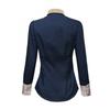 Bürodame Hemd Langarm Umlegekragen Tailleneng geschnittenes Hemd Knöpfe Bluse Top Hemden für Damen Mode Dunkelblau