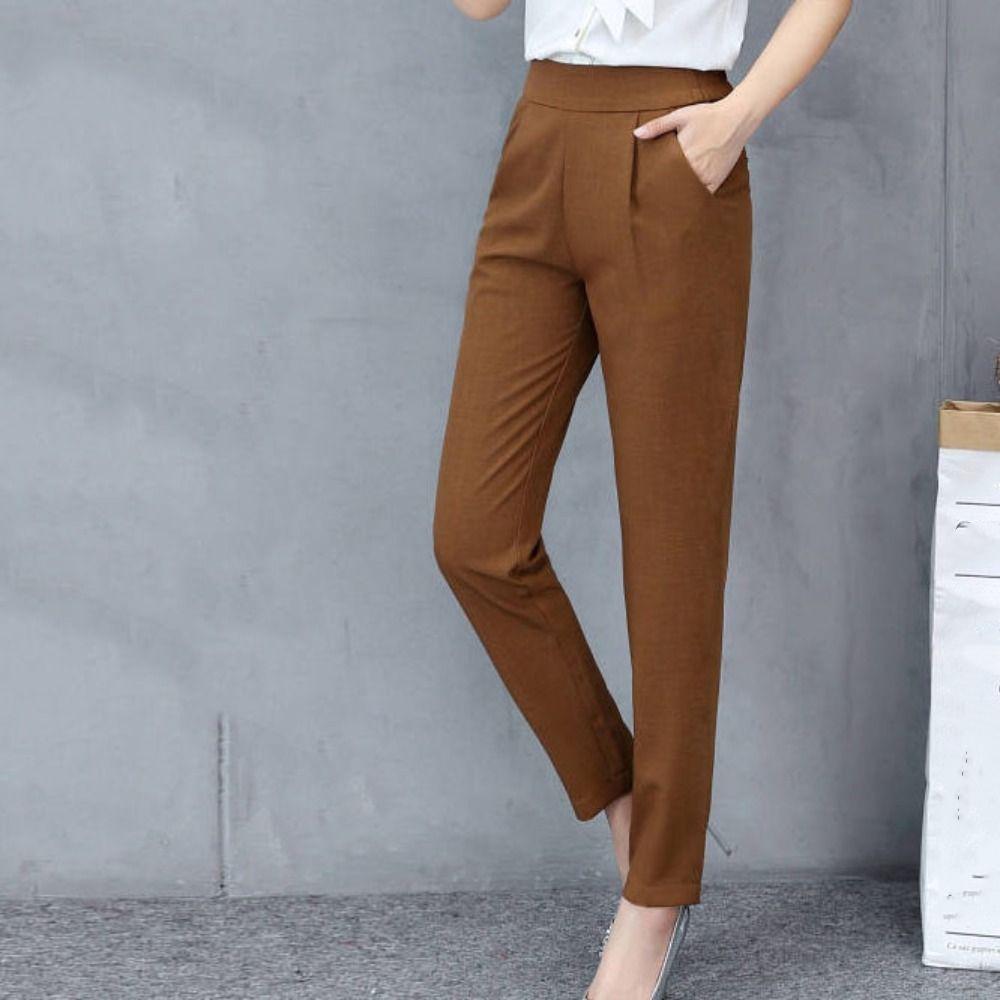 Slim Fit Business Harlan Pants Pleated High Waist Suit Pants Fashion Professional Pants Girl