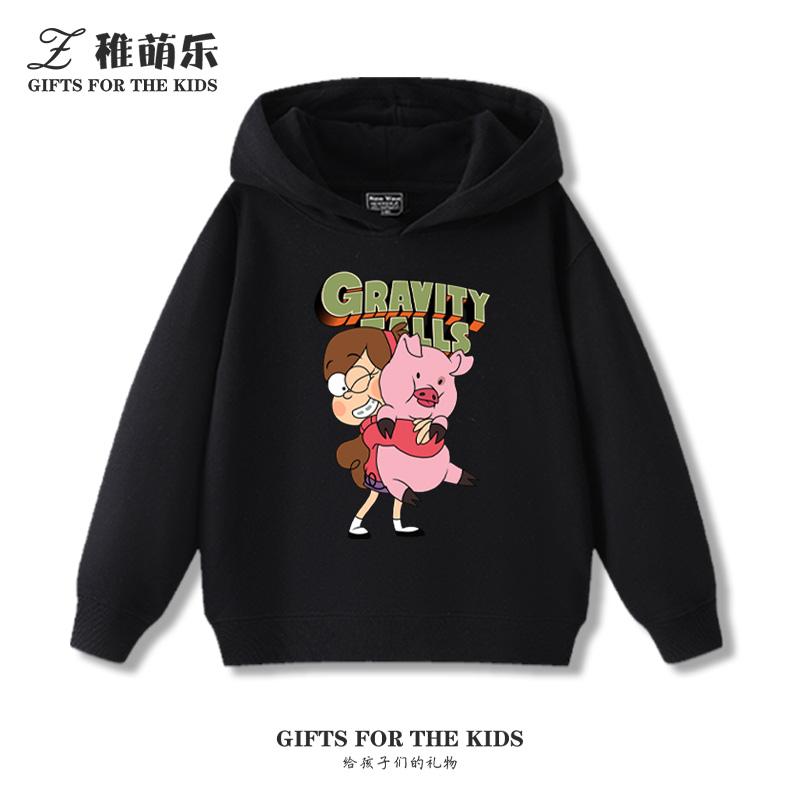 Gravity Falls Anime Fun Hooded Sweatshirt Boys Girls Children's Fall and Winter Padded Cute Casual Trend Warm Long Sleeve Top