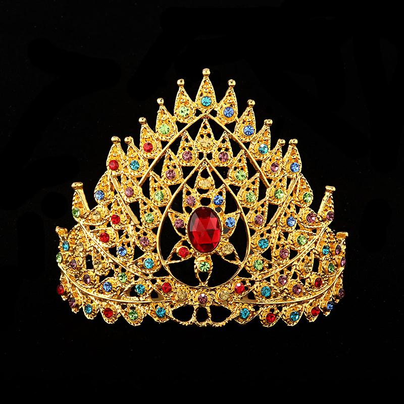 Accessori Pettine per Capelli Stile Etnico con Corona di Pietre Preziose Colorate Gioielli Thailandesi