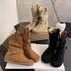 Inner Heightening Versatile Retro Stacking Boots Women's Autumn and Winter New Boots Thick-soled Round Head Matte Short Boots