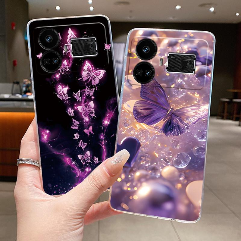 Case For OPPO Realme GT5 240W Flower Butterfly Protective Casing For Realme GT 5 240W Transparent Soft Silicone TPU Phone Cover