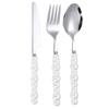 Flatware Cutlery Set Spoons Forks Knifes Utensils Tableware Sets with Ceramic Pearl Handles for Home Restaurant Hotel