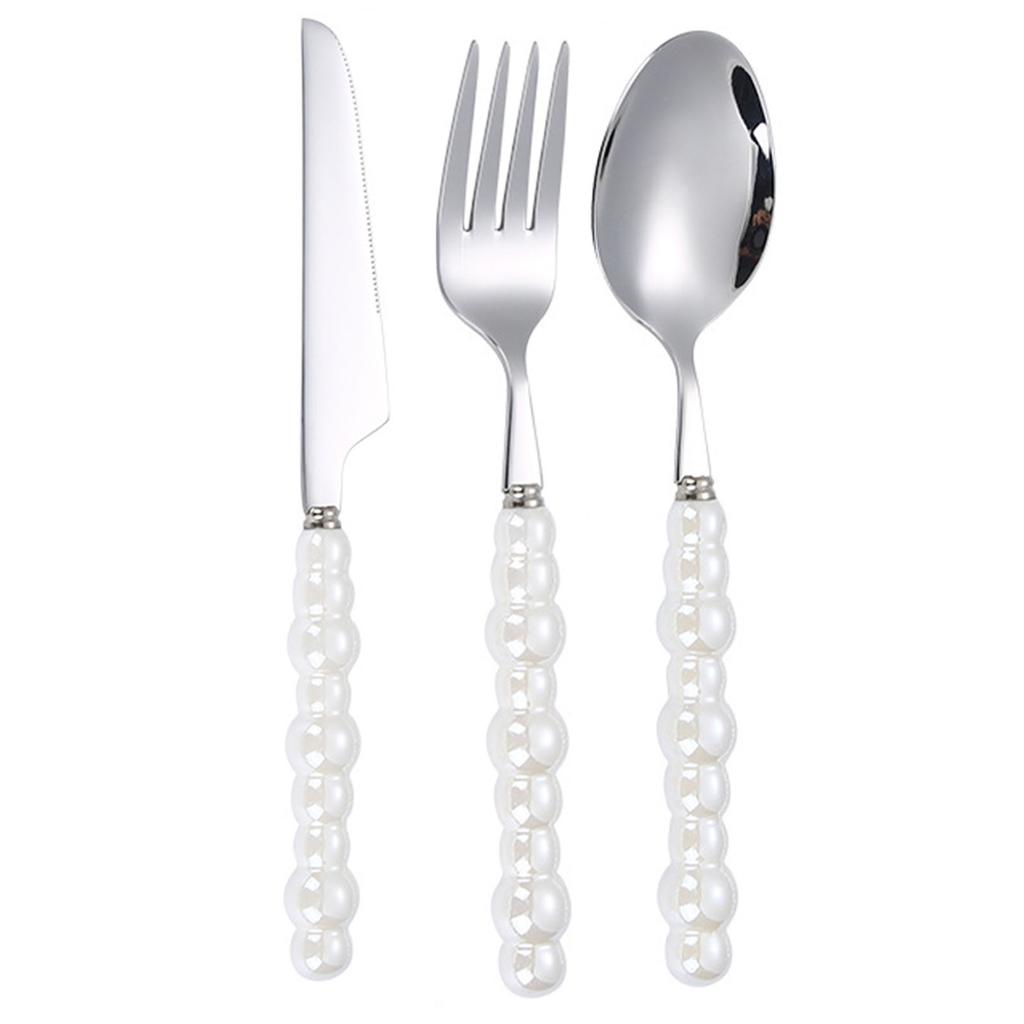 Flatware Cutlery Set Spoons Forks Knifes Utensils Tableware Sets with Ceramic Pearl Handles for Home Restaurant Hotel