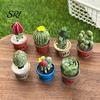 Magnetic Locker Accessory Cartoon Potted Cactus Fridge Magnet Resin 3D Mini Refrigerator Plants Kitchen Home Office Decoration Cabinet Decor