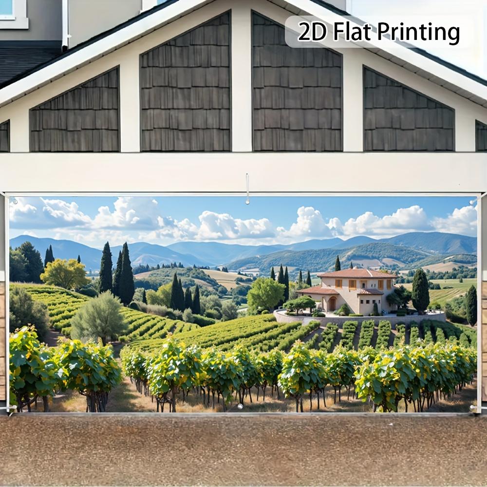Italian Tuscan vineyard garage door curtainscombining familyparty garage door elements into Italian rural-themed decorations 100x150cm