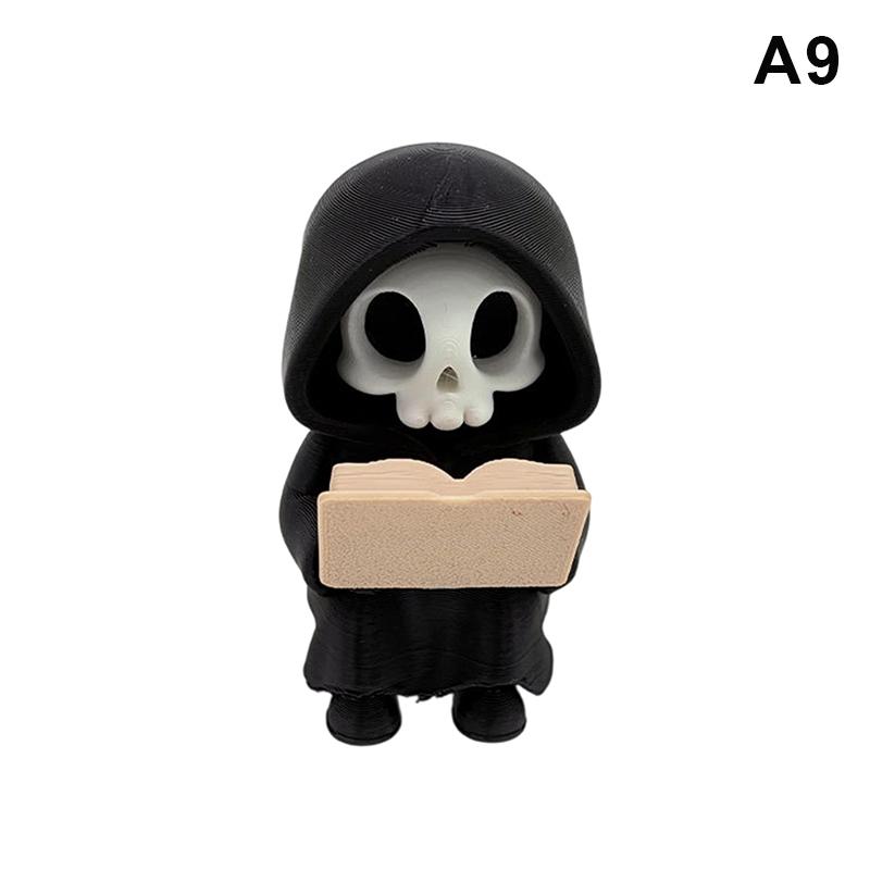 Gothic Grim Reaper Skeleton Figurine Adorable Small Resin Statue Desktop Decor for Study Bedroom Gothic Enthusiasts Gift