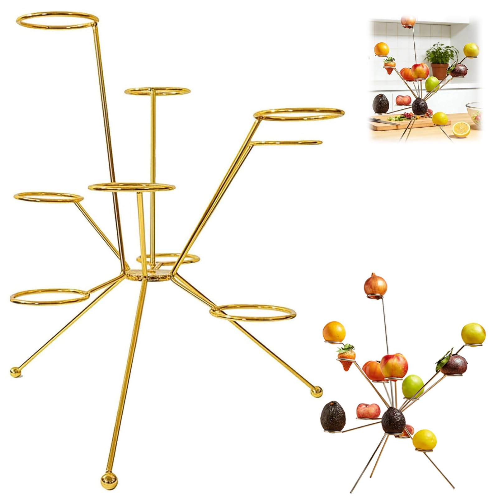 

Exploding Fruit Bowl, Fireworks Dinner Table, Modern Metal Fruit Stand, Creative Artistic 360°multi,arm Display Rack, Centerpiece For Kitchen Counter One Size золотий