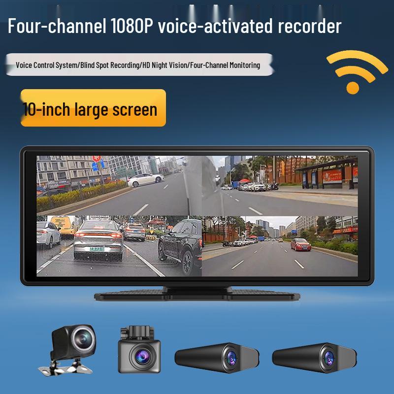 High-Definition Dual-Lens Dash Cam with Wide-Angle Night Vision and WiFi for Front, Interior, and Rear Recording