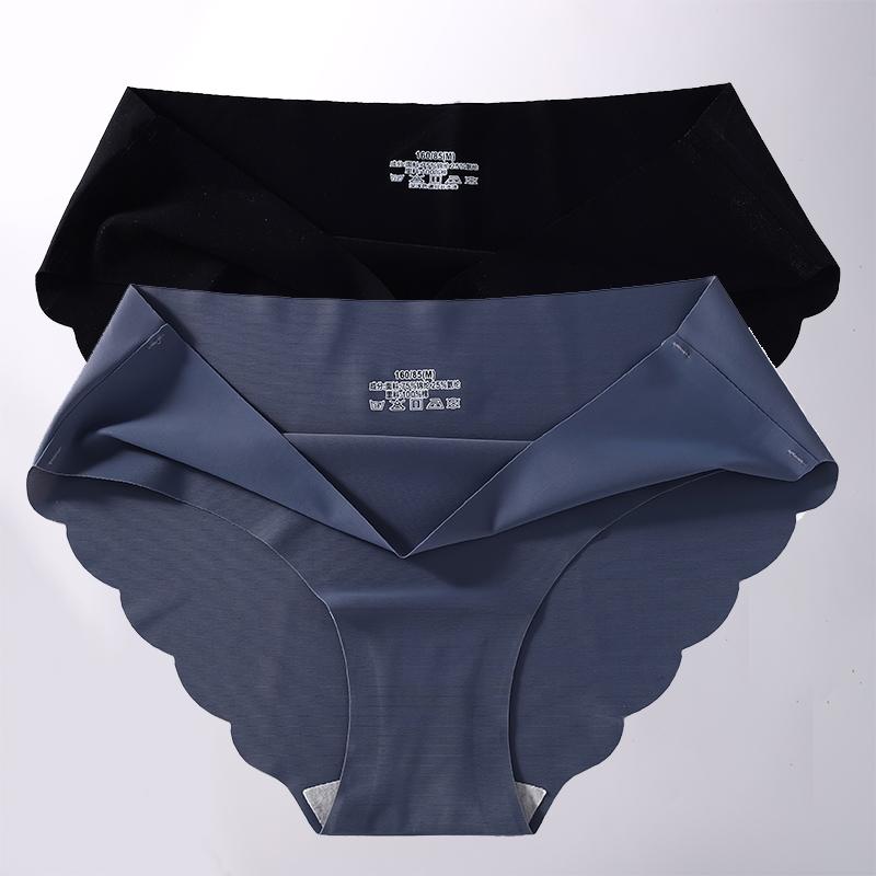 2 Stück/Set M-XL Nahtlose Eis-Seide Sexy Damen Slips Pantys 7 Unifarben Atmungsaktive Pantys Unterwäsche Für Mädchen Dessous