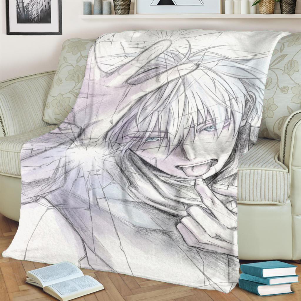 Cozy Jujutsu Kaisen Print Blanket Warm Flannel for Bedrooms, Sofas, Beds, Chairs, Picnics, Travel