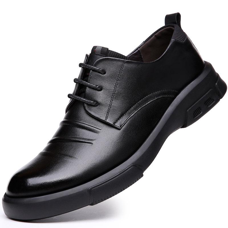 

Туфли из коровьей кожи первого слоя мужские черные деловые туфли модные износостойкие корейская версия британские универсальные мужские туфли 44