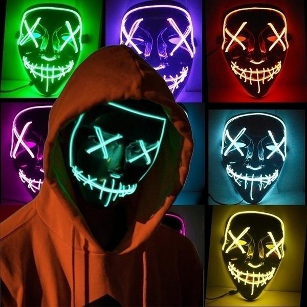 LED Svítící Maska Halloweenská Maska Kostýmní Rekvizity Maškarní Párty Maska Ducha