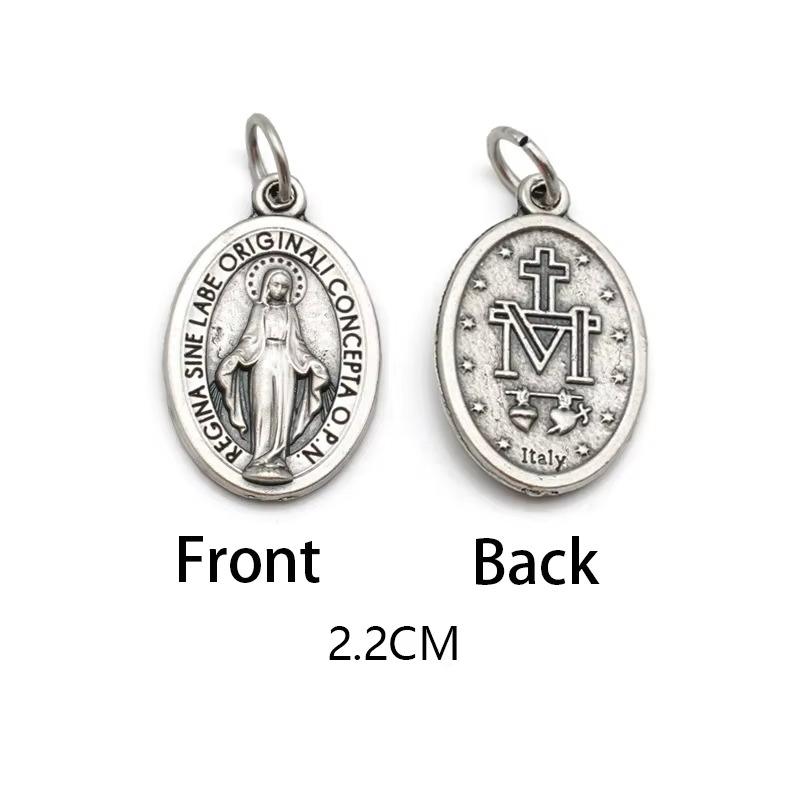 Breloques métalliques réversibles pour colliers, bracelets, accessoires de bricolage, grande médaille ovale de saint pour tout type de chaîne ou de collier, bijoux chrétiens