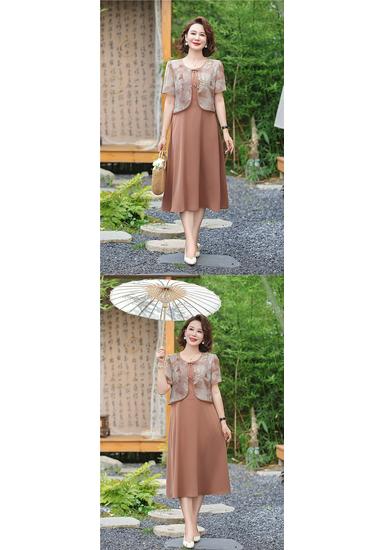 Elegant Chiffon Summer Dress for Middle-Aged & Elderly Women - Short Sleeve Long Skirt (2026 Edition)