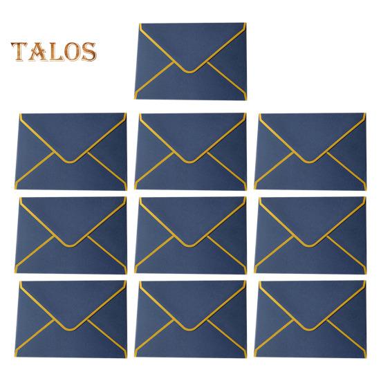 

10 шт. конвертов с горячим тиснением, золотые заготовки для рамок, конверты с V-образным клапаном, поздравительные открытки, приглашения, записки, конверты синий