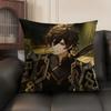 Zhongli Genshin Impact Cute Cushion Cover Natural Linen Organic Fabric DoubleSided Printing Sofa Home Decor Gift Pillow Case