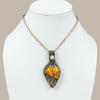 Natural Bumblebee Jasper, Moonstone Gemstone Copper Wire Wrap Pendant 2.96" P9T69
