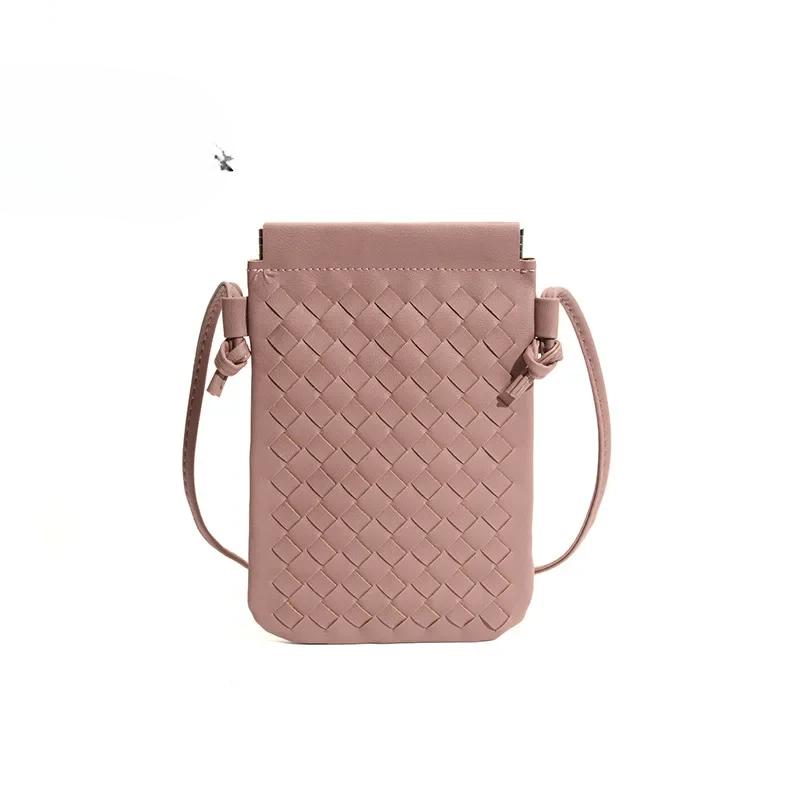 Handytasche Damen Modische Gewebte Kleine Quadratische Tasche Vielseitige Umhängetasche für Damen Handtaschen