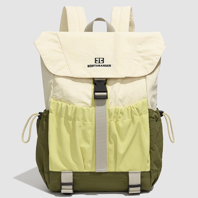 

Осенний модный нейлоновый рюкзак с цветными блоками - Легкий, стиль с клапаном для женщин, повседневная студенческая сумка для прогулок 24*10*41cm