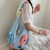 Fish Hollow Out Woven Bag Magnetic Buckle Tassels Beach Handbag Cotton Crochet Shoulder Bag  Beach