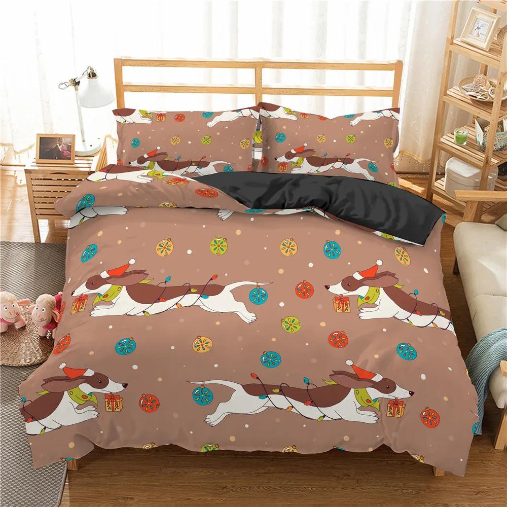 Print Pet Dog Bedclothes For Girl Boy Twin Single140x210cm Cute Bedding Sets Full Size Bed Linens Duvet Cover Sets Dropshipping
