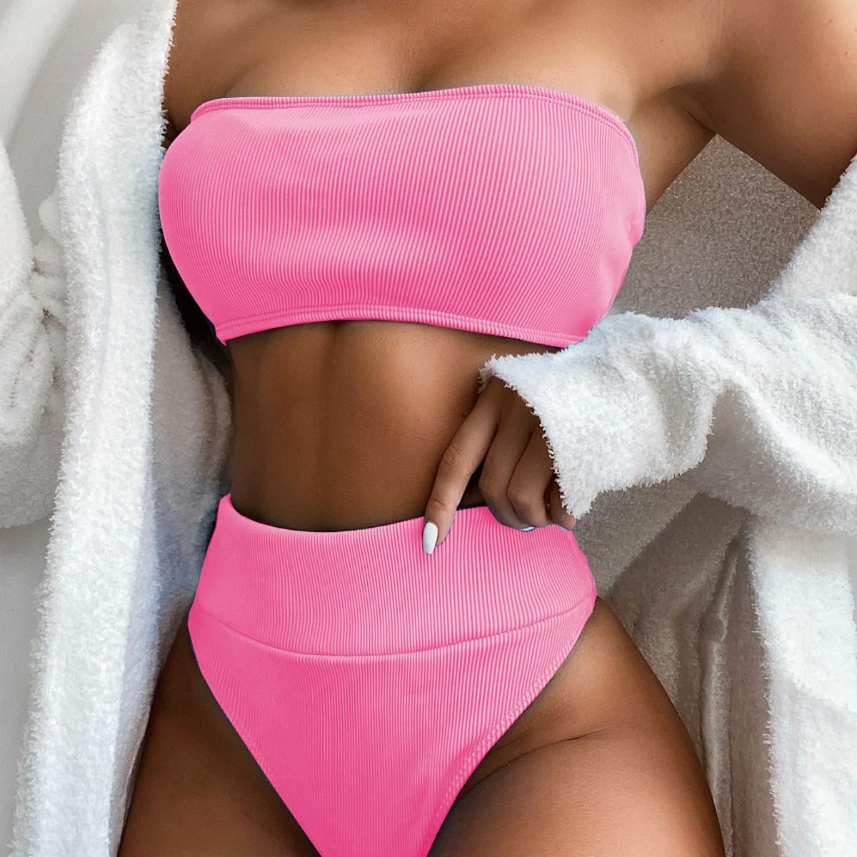 

Горячий купальник бикини, однотонный купальник, разделенный купальник