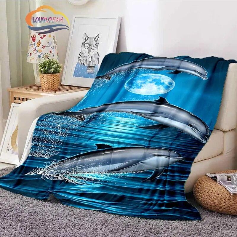 Sea Animal World Series Blanket Cute Oceanic Dolphins Super Soft Delphinids Pattern Sofa Bed Children's