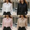 Basic Style Long Sleeve Polyester Shirt With Splicing For Office Casual Women