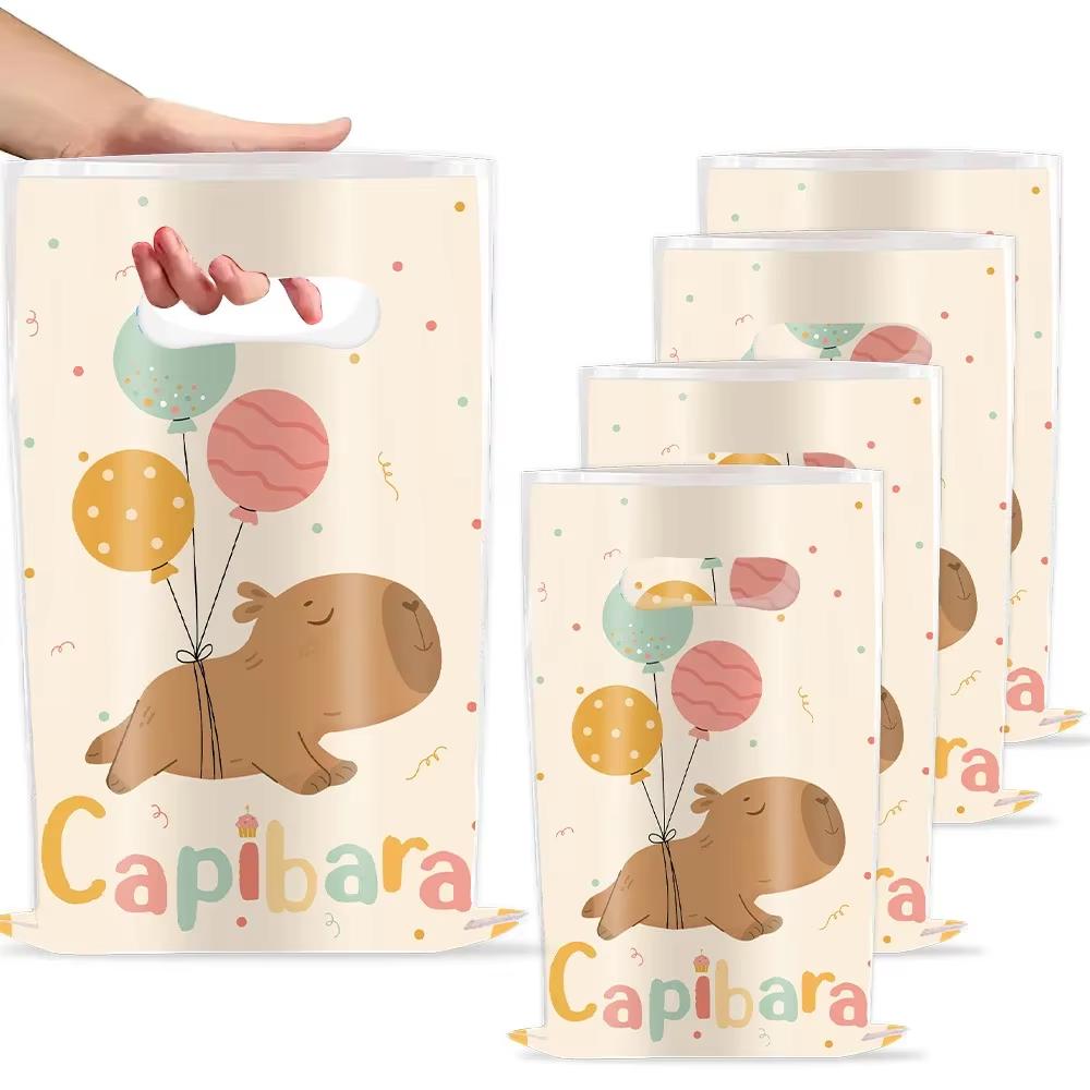 Capibara Festa di Compleanno Decorazioni Stoviglie Palloncini Portachiavi Adesivi Braccialetto Carino Kapibala Regali Gadget Festa Bambini