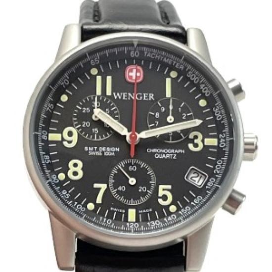 

Used WENGER 70725/536.0765 Command Chrono SMT Design Men s Watch Black Dial Quartz Chronograph Swiss Military Style Wristwatch чорний